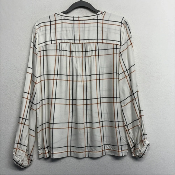 Loft Blouse Windowpane Check Long Sleeve M - Picture 2 of 7